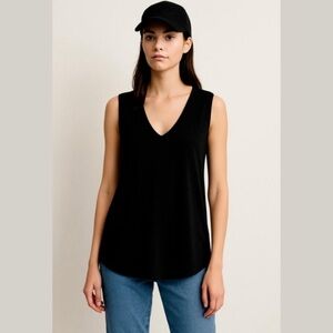 J. Crew Black Sleeveless V-Neck Shell
